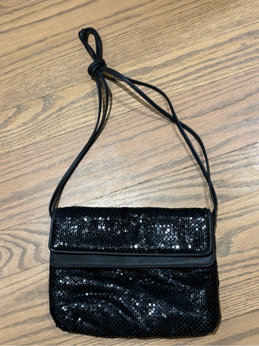 Vintage 90s Whiting & Davis black chain link Crossbody Bag